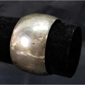 VTG Navajo Hyson Craig Signed Sterling Silver Wide Plain Cuff Bracelet 6.25”